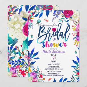 Invitation Fleurs florales audacieuses lumineuses colorées de