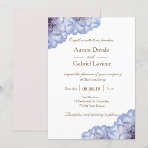 Invitation Fleurs florales blanches blanches lilas or mariage