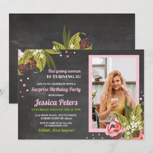 Invitation Fleurs florales de femmes de craie de rose