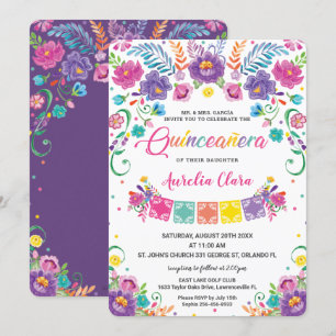 Invitation Fleurs florales mexicaines chic Quinceañera 15 Ano