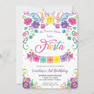 Invitation Fleurs florales mexicaines fête d'anniversaire