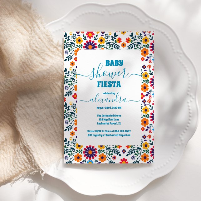 Invitation Fleurs florales mexicaines Fiesta Baby shower fill (Créateur téléchargé)