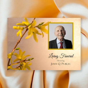 Invitation Fleurs Forsythia Jaune Vivant Fête funéraire