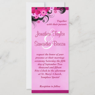 Invitation Fleurs Fuchsia 4" x 9,25" Invite de mariage