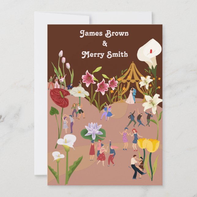Invitation Fleurs géantes Danser Mariage de fête (Devant)