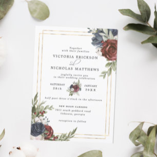 Invitation Fleurs givrees Mariage botanique d'hiver