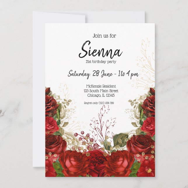 Invitation Fleurs Glam Chic Moderne pour toutes les occasions (Devant)