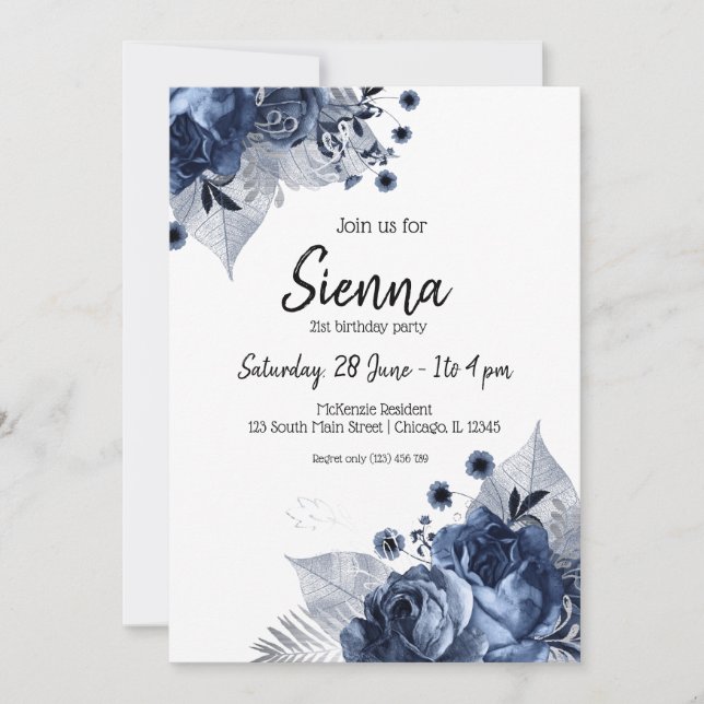 Invitation Fleurs Glam Chic Moderne pour toutes les occasions (Devant)