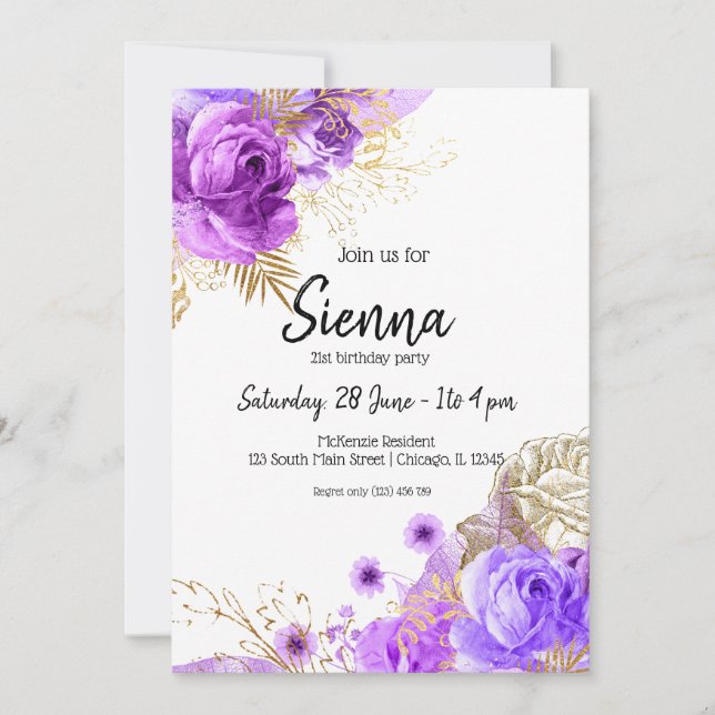 Invitation Fleurs glam chic modernes pour toutes les occasion (Devant)