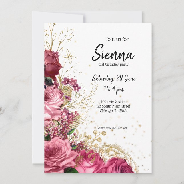 Invitation Fleurs glam chic modernes pour toutes les occasion (Devant)