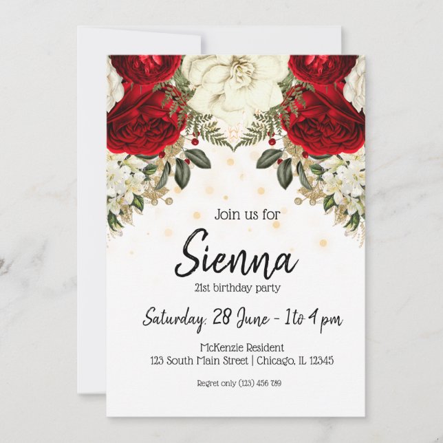 Invitation Fleurs glam chic modernes pour toutes les occasion (Devant)