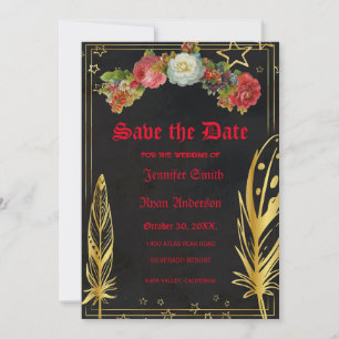 Invitation Fleurs gothiques élégantes vintage sauvez la date 