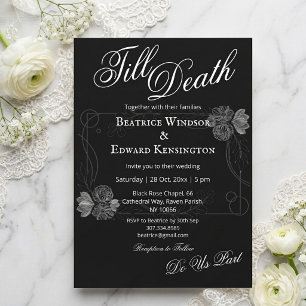Invitation Fleurs gothiques jusqu'à ce que la mort nous sépar