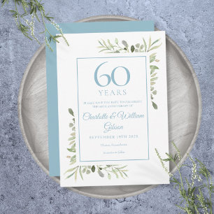 Invitation Fleurs Greenery 60e Anniversaire Enregistrer la Da