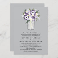 Fleurs Gris Violet Mason Jar | MARIAGE