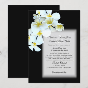Invitation Fleurs hawaiiennes personnalisées Noir Mariage Inv