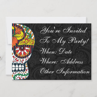 Invitation Fleurs imprimées sur mesure Crâne de sucre mexicai