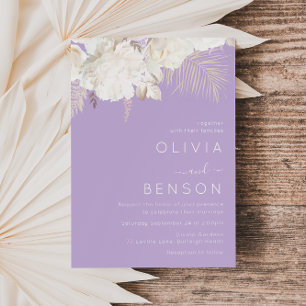 Invitation Fleurs Ivory Boho Automne Purple Mariage