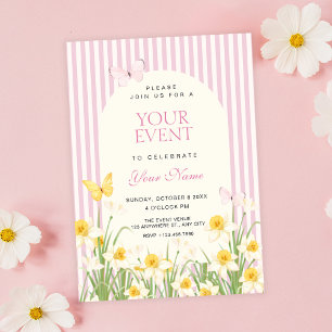 Invitation Fleurs jaune rose