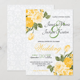 Invitation Fleurs jaunes dorées