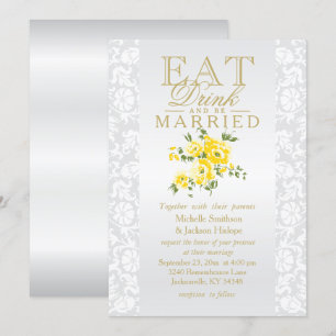 Invitation Fleurs Jaunes Manger, Boire et Se Marie