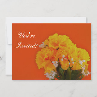 Invitation Fleurs Jaunes peintes sur orange