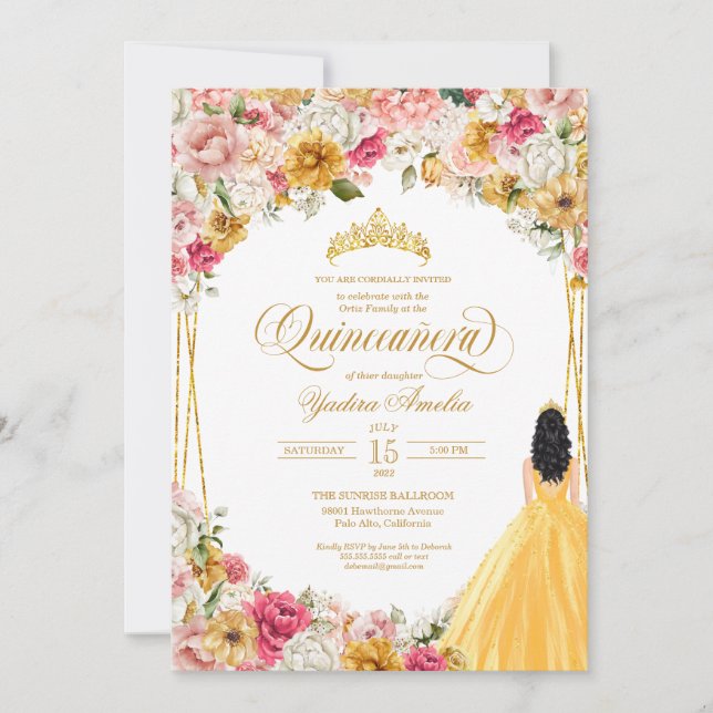 Invitation Fleurs Jaunes Roses et Douceur (Devant)