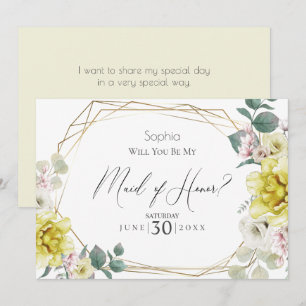 Invitation Fleurs Jaunes Serez-vous ma femme d'honneur