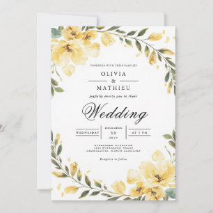 Invitation Fleurs Jaunes Tendres Arche De Mariage