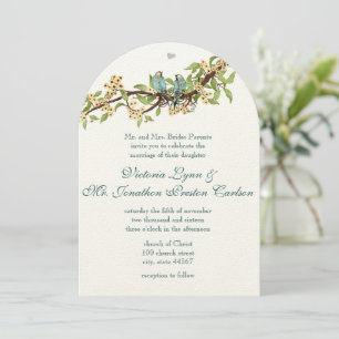 Invitation Fleurs Jaunes Turquoise Aqua Blue Bird Wedding Inv