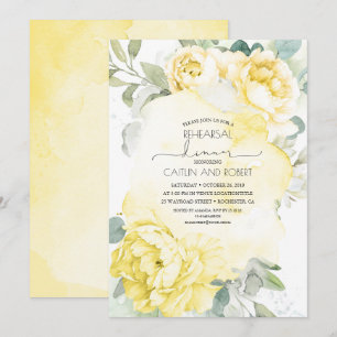Invitation Fleurs Jaunes Vert Élégant Dîner De Répétition