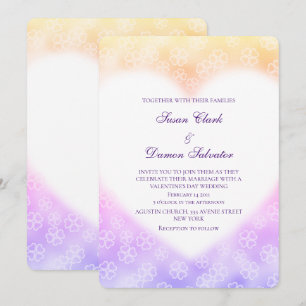 Invitation Fleurs Jaunes Violettes Cœur Saint Valentin Mariag