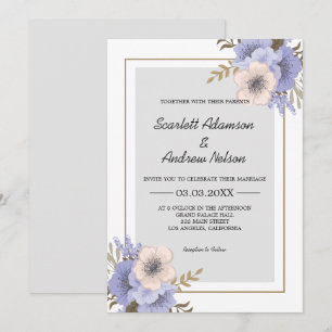Invitation Fleurs Lilac Et Beige Mariage