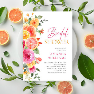 Invitation Fleurs lumineuses de fête florale Citrus Shower de