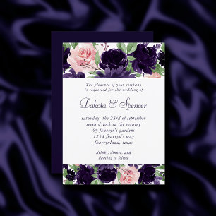 Invitation Fleurs luxuriantes   Garland de bouquet pourpre et