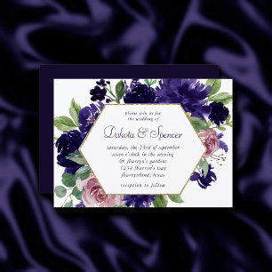 Invitation Fleurs luxuriantes Verrerie rose et violet