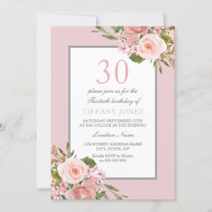 Invitation Fleurs magnifiques femmes 30e anniversaire Invitat