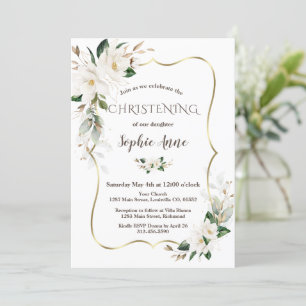 Invitation Fleurs Magnolia Verdure aérée Verdure dorée
