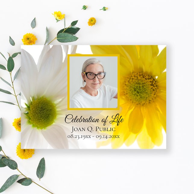 Invitation Fleurs marguerites jaunes et blanches Fête de la v (Créateur téléchargé)