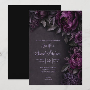 Invitation Fleurs Mauves Moroses Sweet 16 Anniversaire