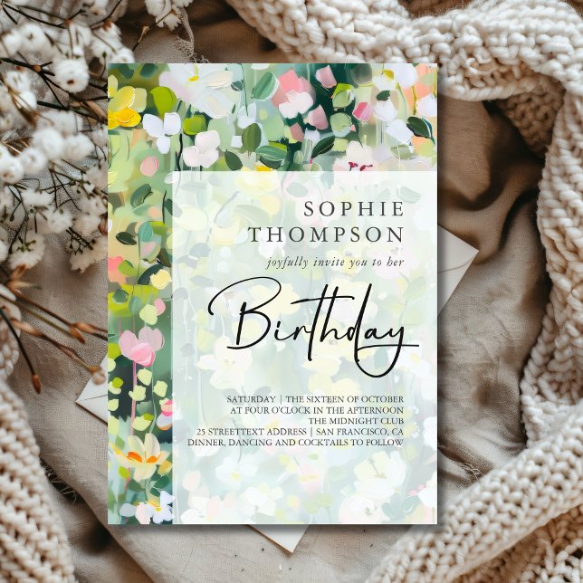 Invitation Fleurs Meadow élégant anniversaire (Créateur téléchargé)