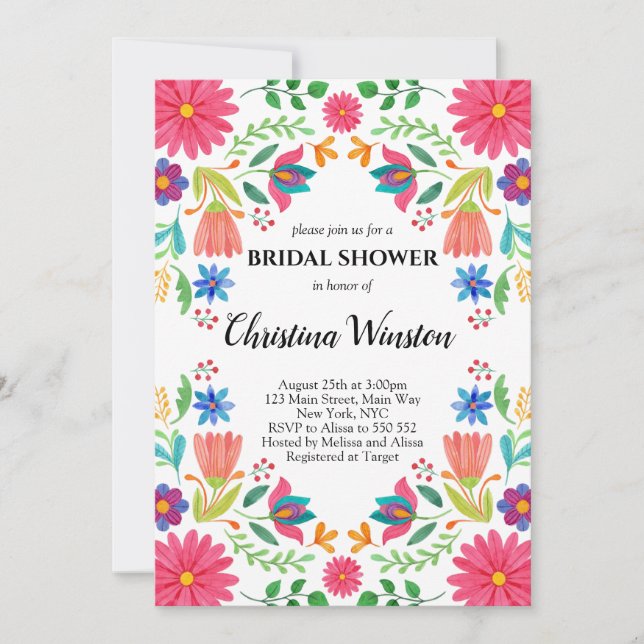 Invitation Fleurs mexicaines Fiesta nuptiale florale (Devant)