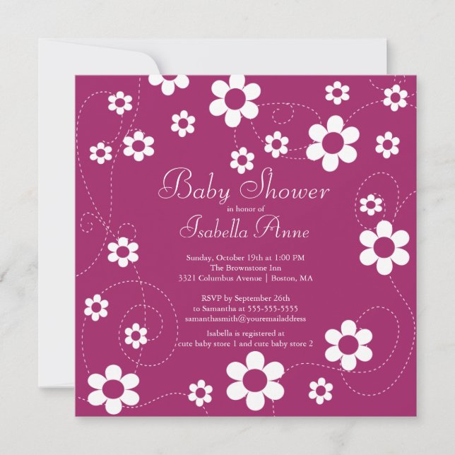 Invitation Fleurs modernes et amusantes Baby shower floral (Devant)