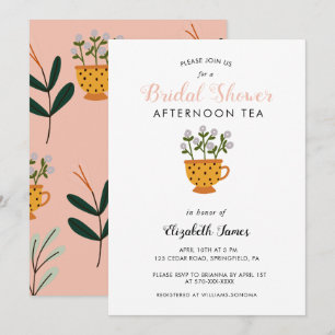 Invitation Fleurs modernes Fête des mariées Tea Party