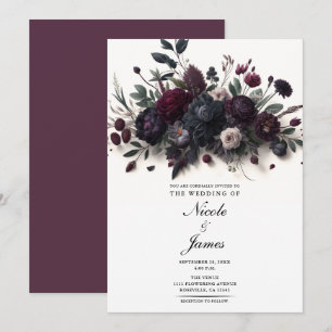 Invitation Fleurs Moody Élégant Mariage Floral