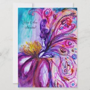 INVITATION FLEURS MORTES BLANCHES EN ROSE, PARKLES D'OR