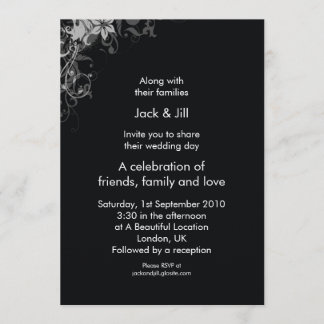 Invitation Fleurs noires et blanches 5x7
