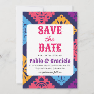 Invitation fleurs noires mexicaine enregistrer la date