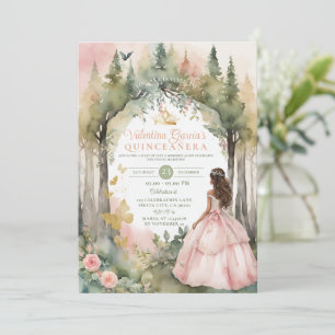 Invitation Fleurs Or rose Peach Quinceañera 15 Anos