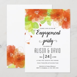 Invitation Fleurs orange mariage fiançailles